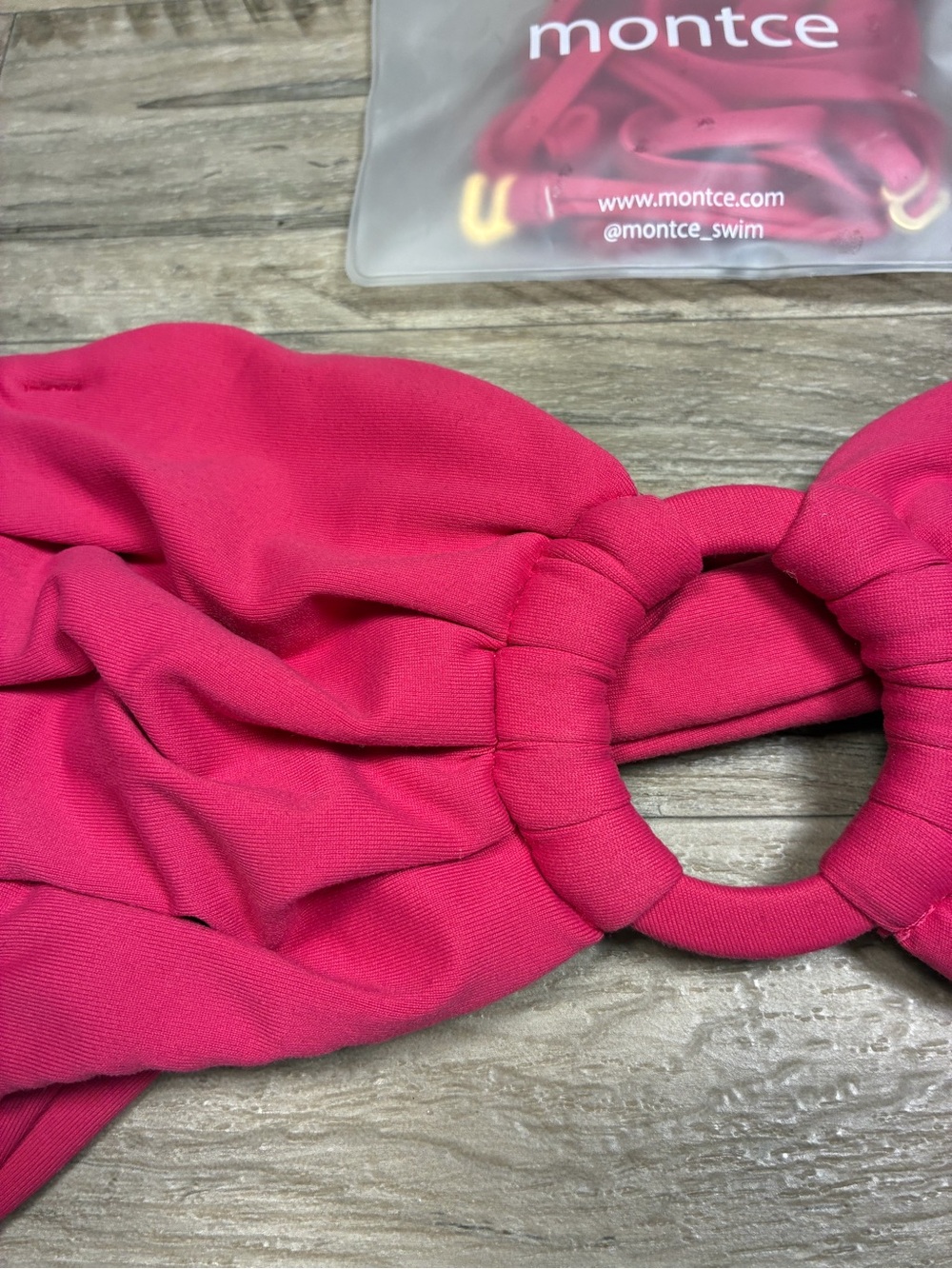 Montce Tori Ties Raspberry Bandeau Bikini Top - Picture 5 of 12